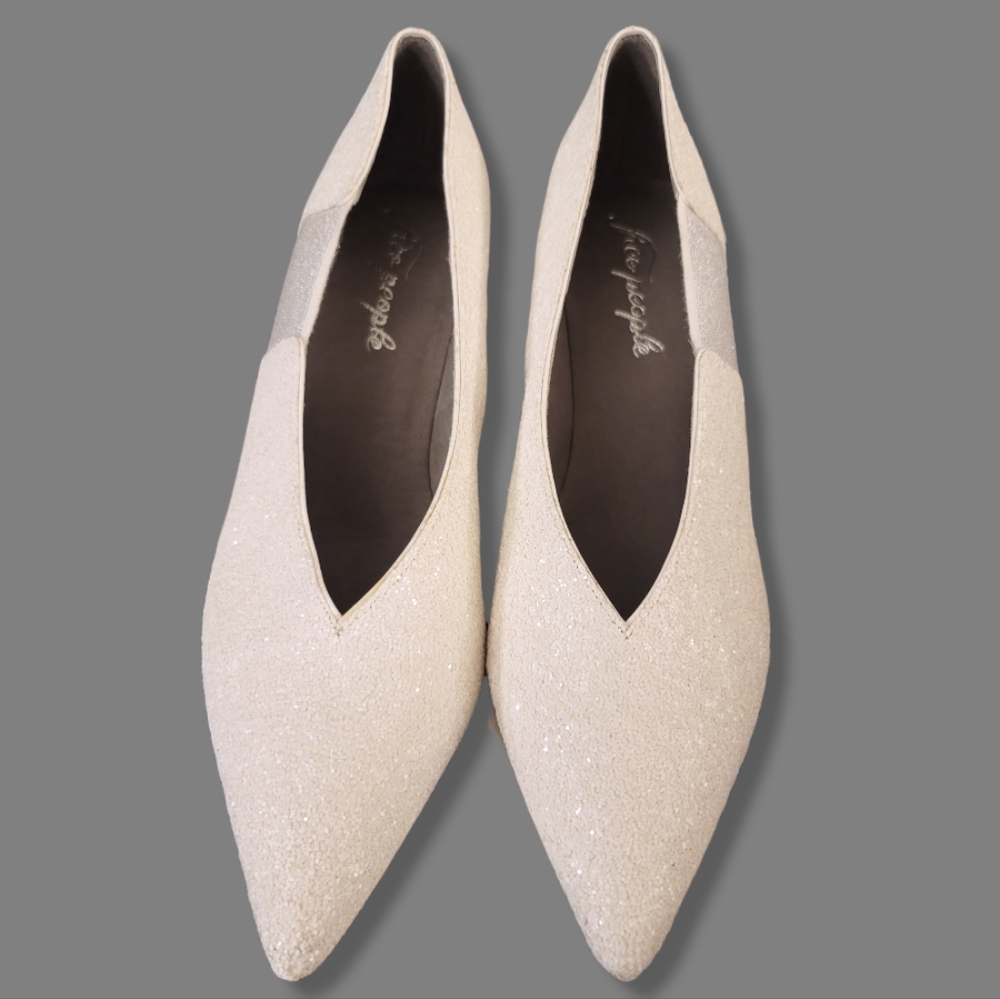 Free People Florence white sparkle pointed heeled shoes